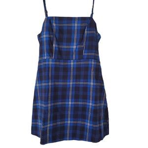 By The Way. Blue Plaid Flannel A-line Dress Size M